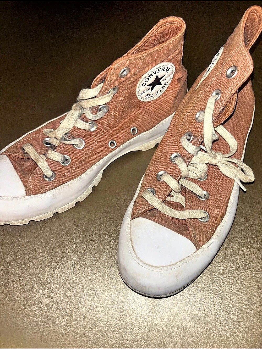 Converse Chuck Taylor All Star Lugged Lift Platform High Sneakers Brown & White